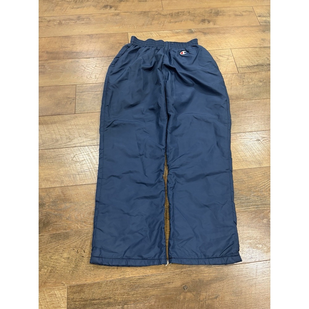 Vintage 90s Champion Baggy Nylon Track Pants Navy Blue USA Made Small 27x27.5